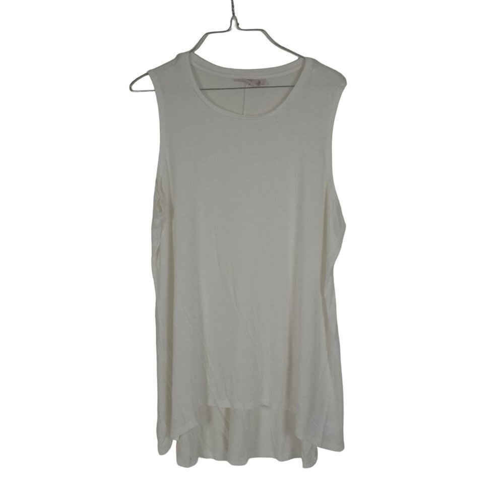 LOGO by Lori Goldstein Layers Sleeveless Top Solid White Ultra Soft XLP